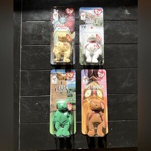 Set of 4 McDonald’s Ty Beanie Baby Bears. Glory, Maple, Erin, Britannia. New